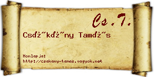 Csákány Tamás névjegykártya